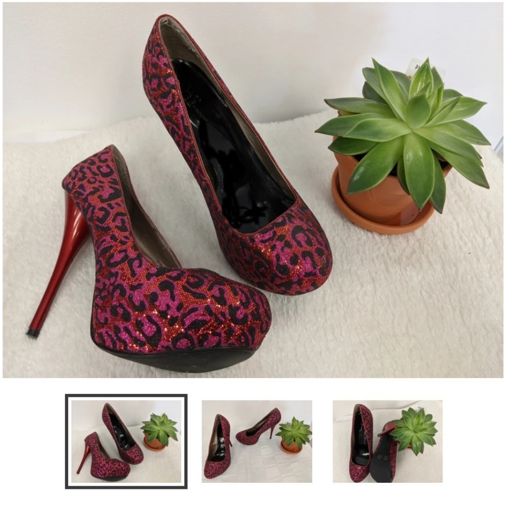 Glitter high Heel animal shoes